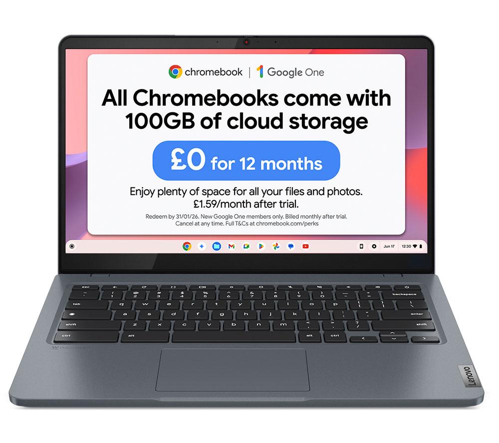 LENOVO IdeaPad Slim 3 14inch Chromebook & Sleeve - Intel®Core  i3, 128 GB eMMC, Storm Grey