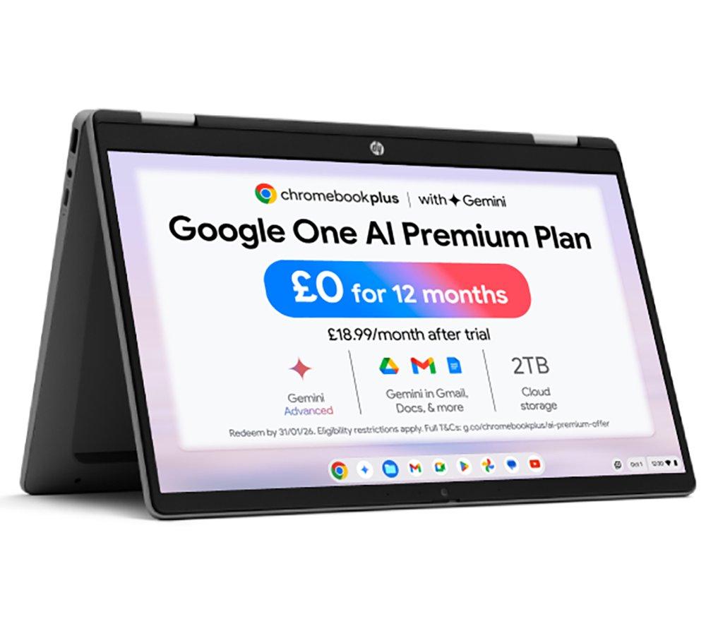 HP Chromebook Plus x360 14b-cd0500sa 14inch 2 in 1 - Intel®Core  i3, 256 GB UFS, Silver