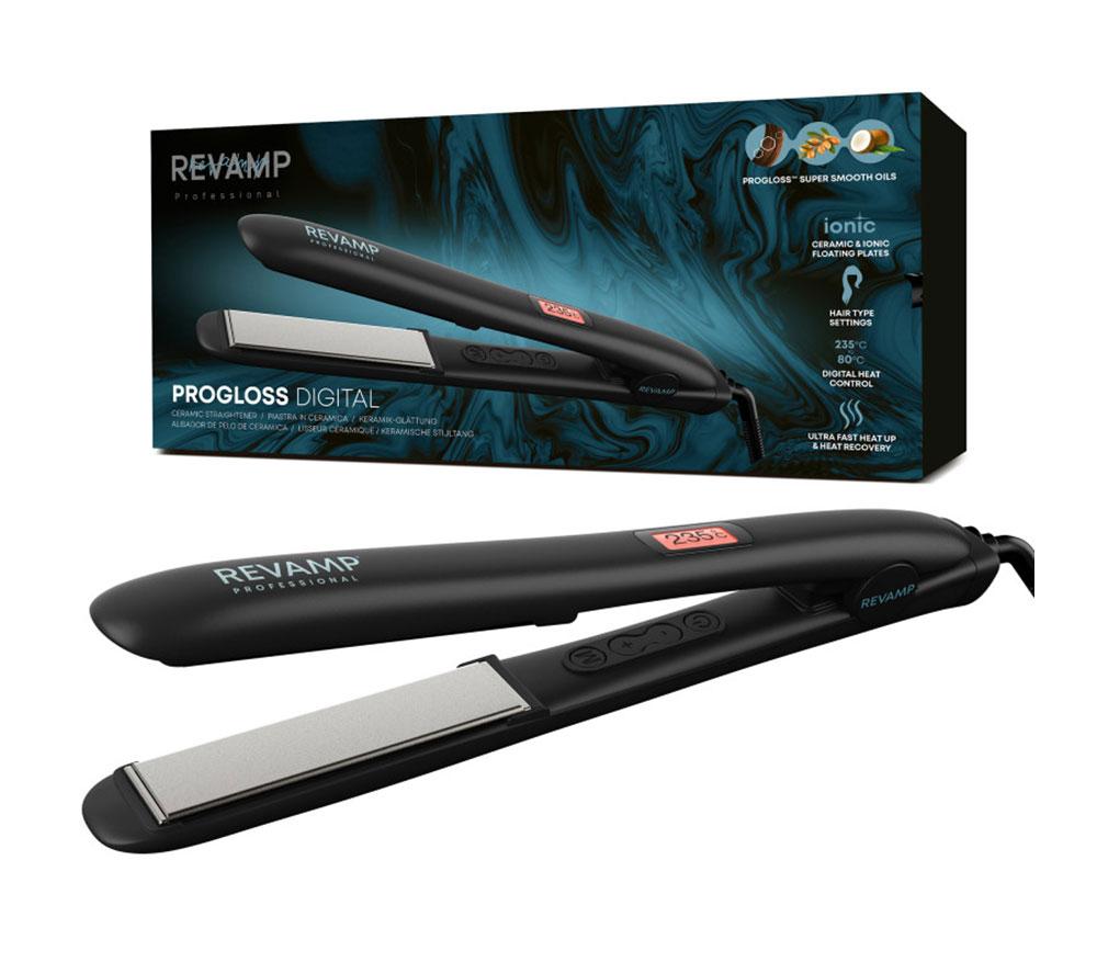 REVAMP Progloss Digital Ceramic Hair Straightener - Black