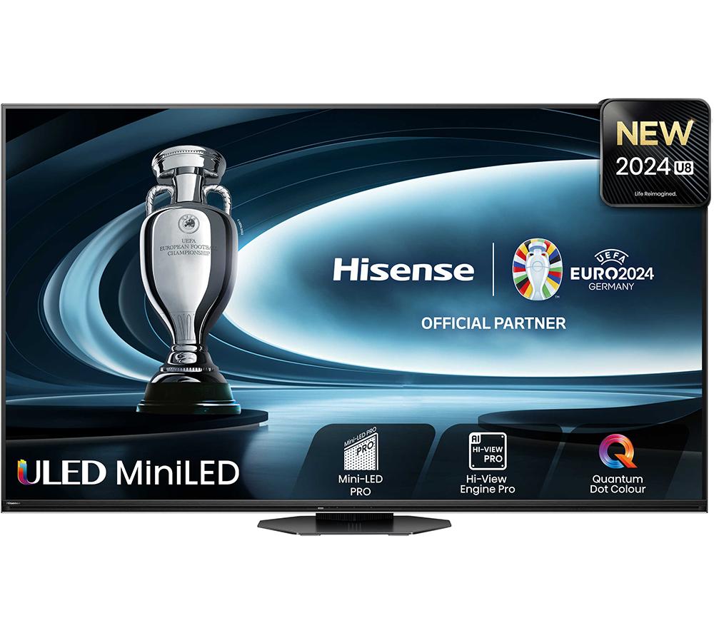 75 HISENSE 75U8NQTUK  Smart 4K Ultra HD HDR Mini LED TV with Amazon Alexa, Silver/Grey
