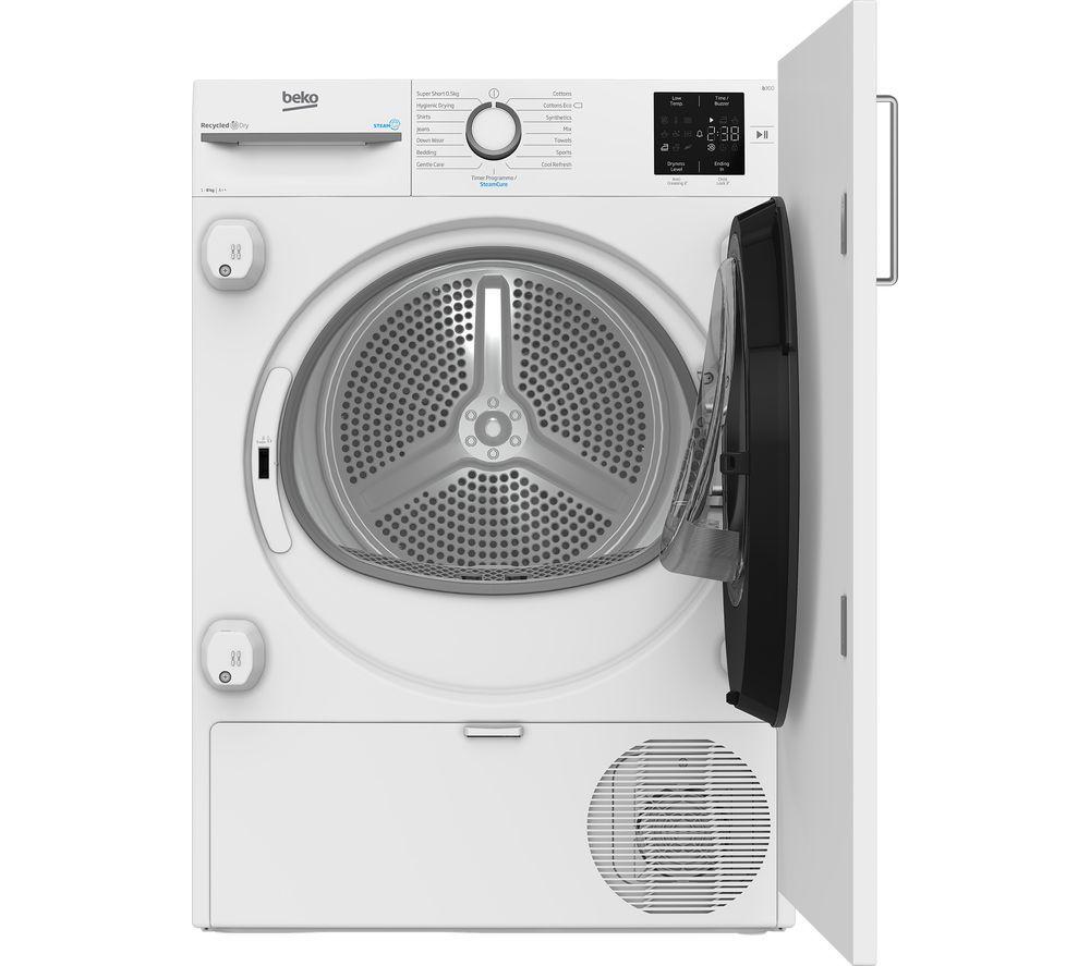 BEKO B300 Series NTIKP81131W Integrated 8 kg Heat Pump Tumble Dryer - White