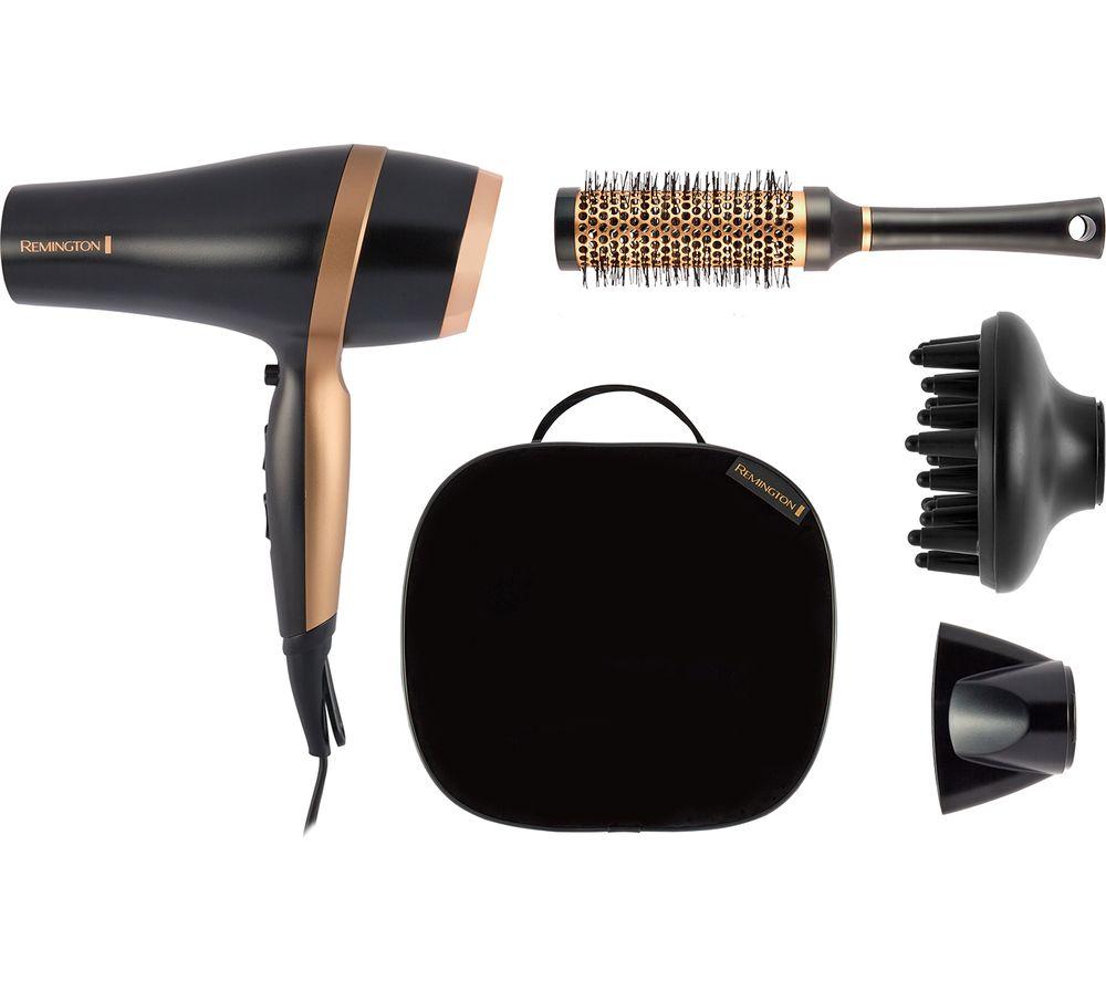 REMINGTON D6960GP Salon Smooth Hairdryer Gift Set - Black & Gold