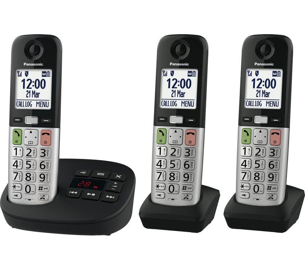 PANASONIC KX-TGU433EB Cordless Phone - Triple Handsets, Silver & Black