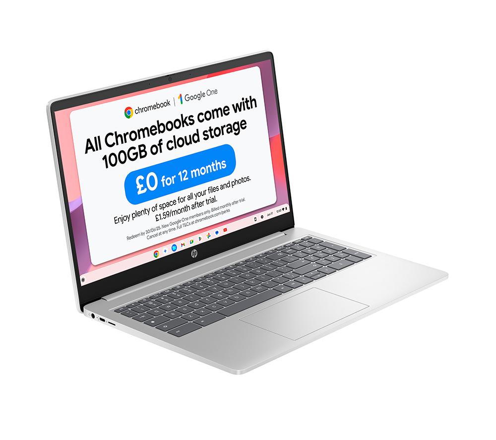 HP 15a-nb0504sa 15.6inch Chromebook - Intel®N100, 128 GB UFS, Silver