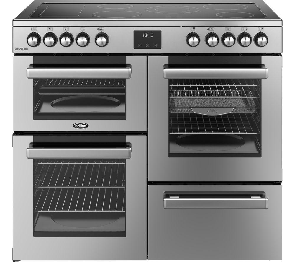 BELLING Cookcentre 100E Electric Ceramic Range Cooker - Stainless Steel & Chrome