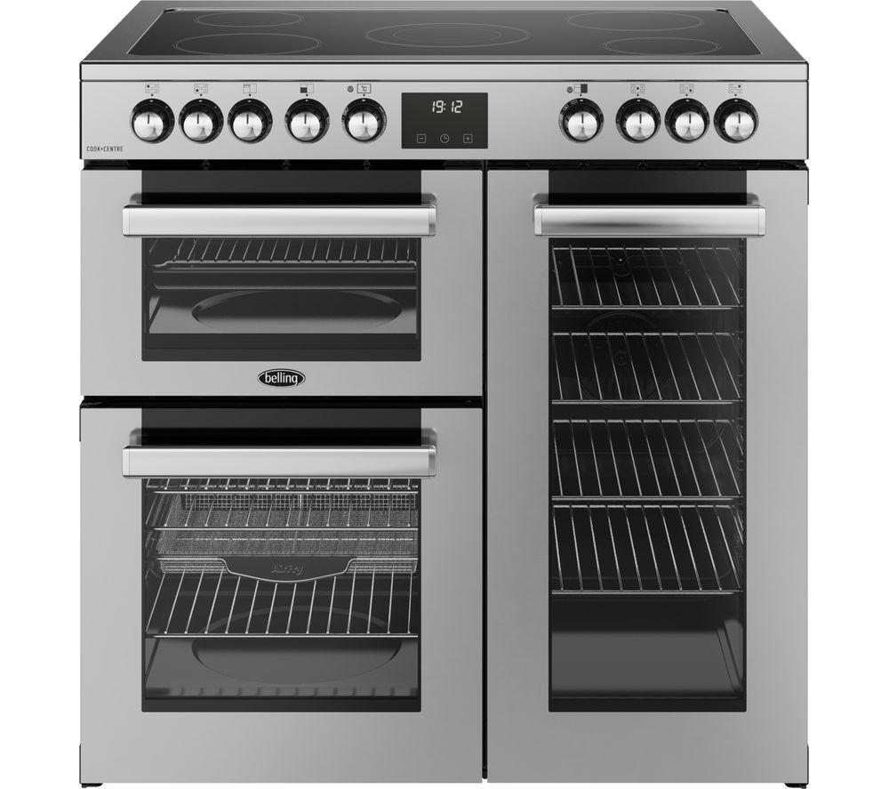 BELLING Cookcentre 90E Electric Ceramic Range Cooker - Stainless Steel & Chrome