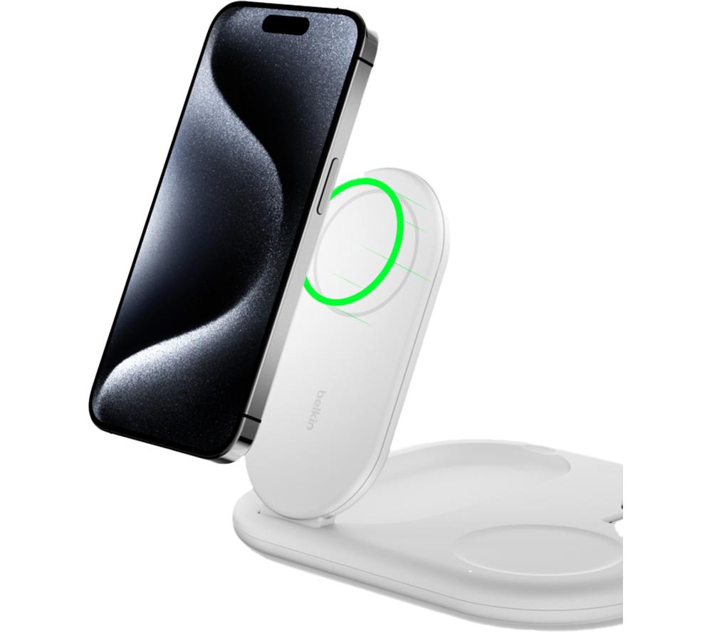 BELKIN BoostCharge Qi2 3-in-1 Magnetic 15 W Wireless Charger - White