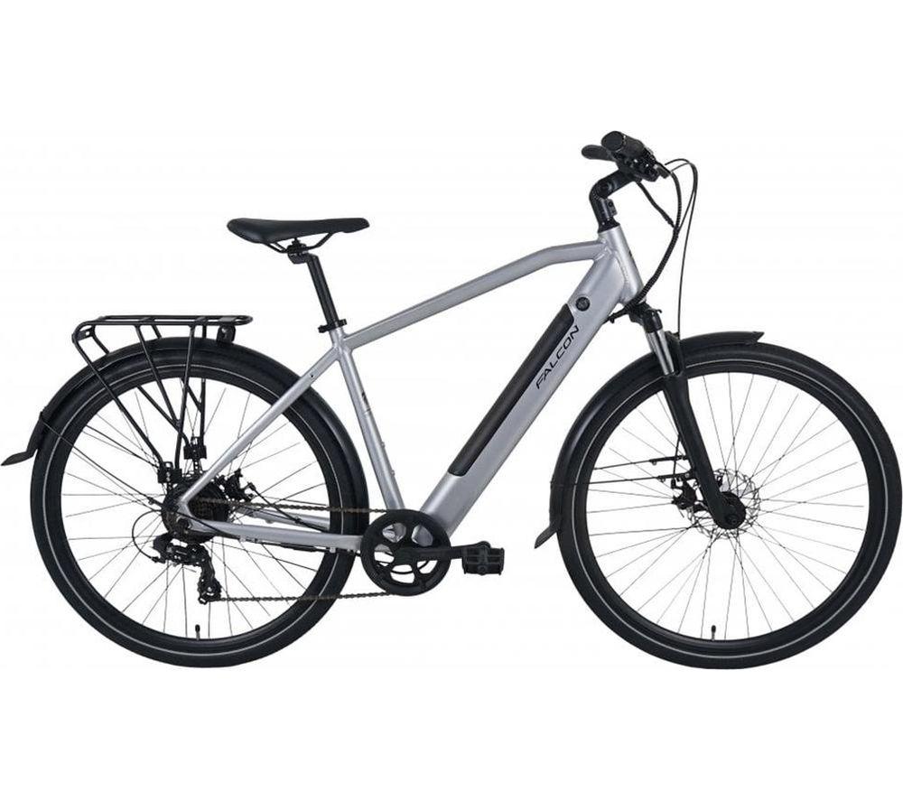 FALCON Horizon Crossbar Electric Hybrid Bike - Silver & Black