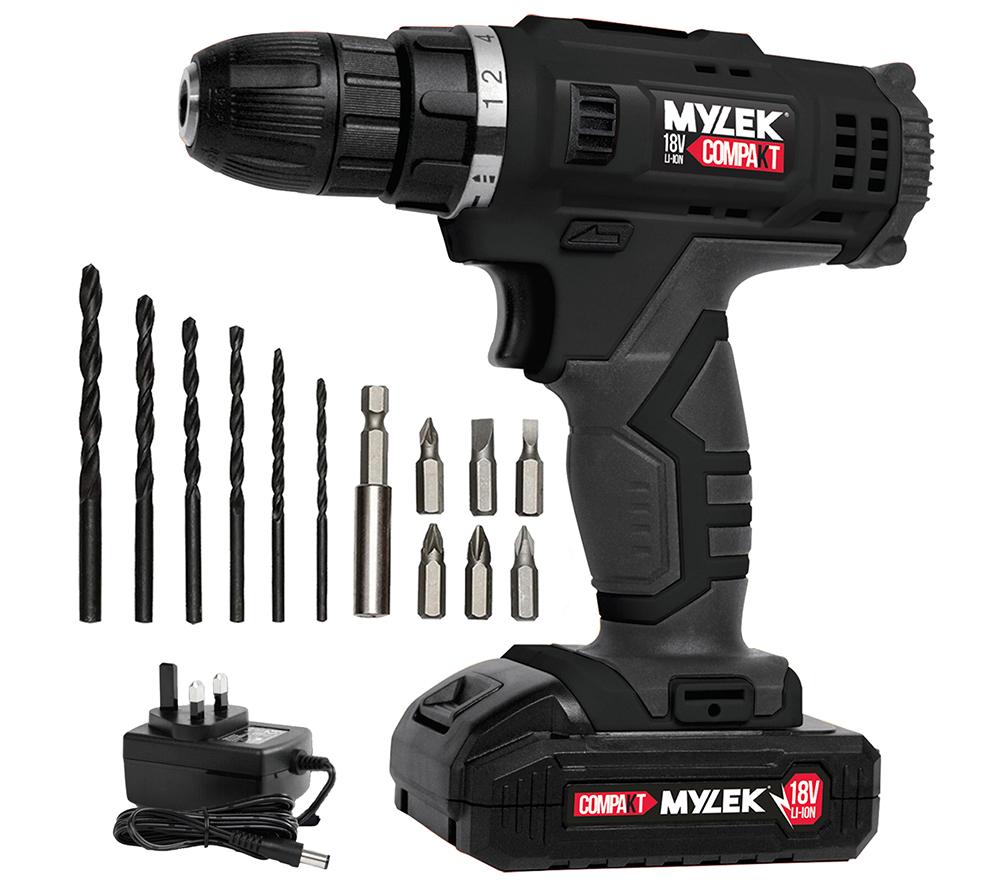 MYLEK 18V Cordless Drill - Black
