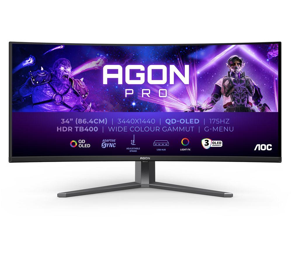 AOC AGON PRO AG346UCD Wide Quad HD 34inch Curved OLED Gaming Monitor - Black
