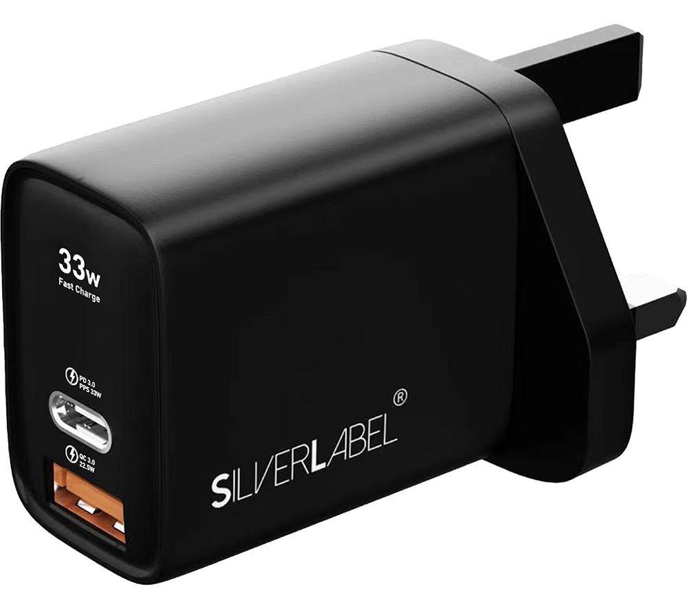SILVERLABEL 29071SL10 33 W Universal Dual USB Type-C & Type-A Charger - Black