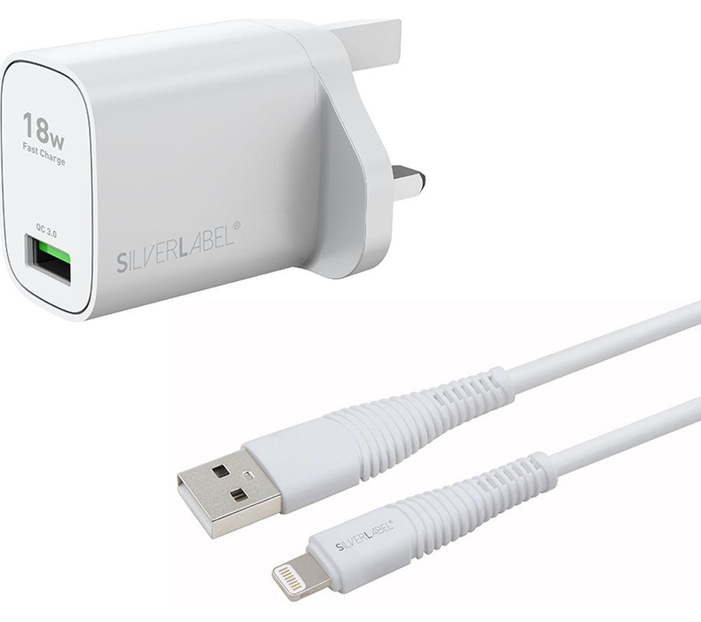 SILVERLABEL 30300SL10 18 W Universal USB-A Charger & Lightning Cable Bundle