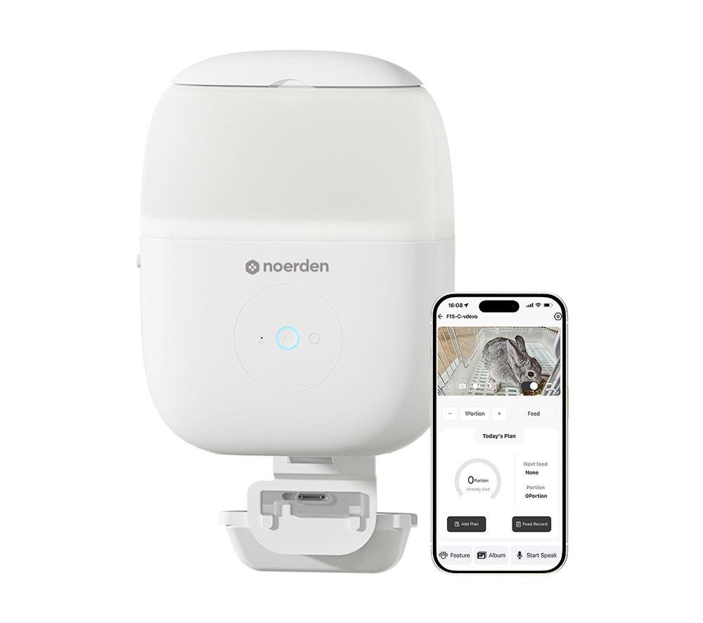 NOERDEN Hoppy Smart Small Animal Feeder with Camera - White