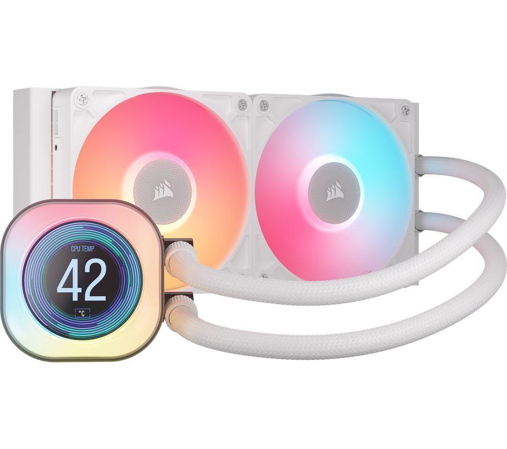 CORSAIR iCUE LINK TITAN 240 RX LCD RGB 240 mm Liquid CPU Cooler - RGB LED, White