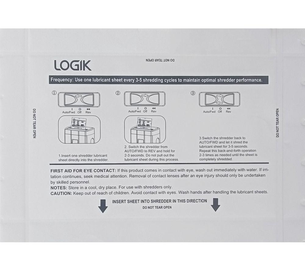 LOGIK Shredder Oil Lubricant Sheets - Pack of 12