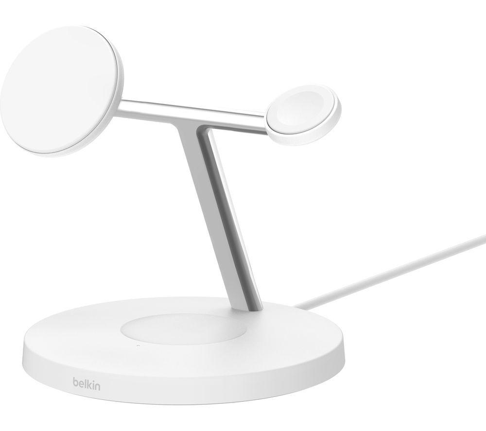 BELKIN BoostCharge Pro Qi2 3-in-1 Magnetic 15 W Wireless Charging Stand - White