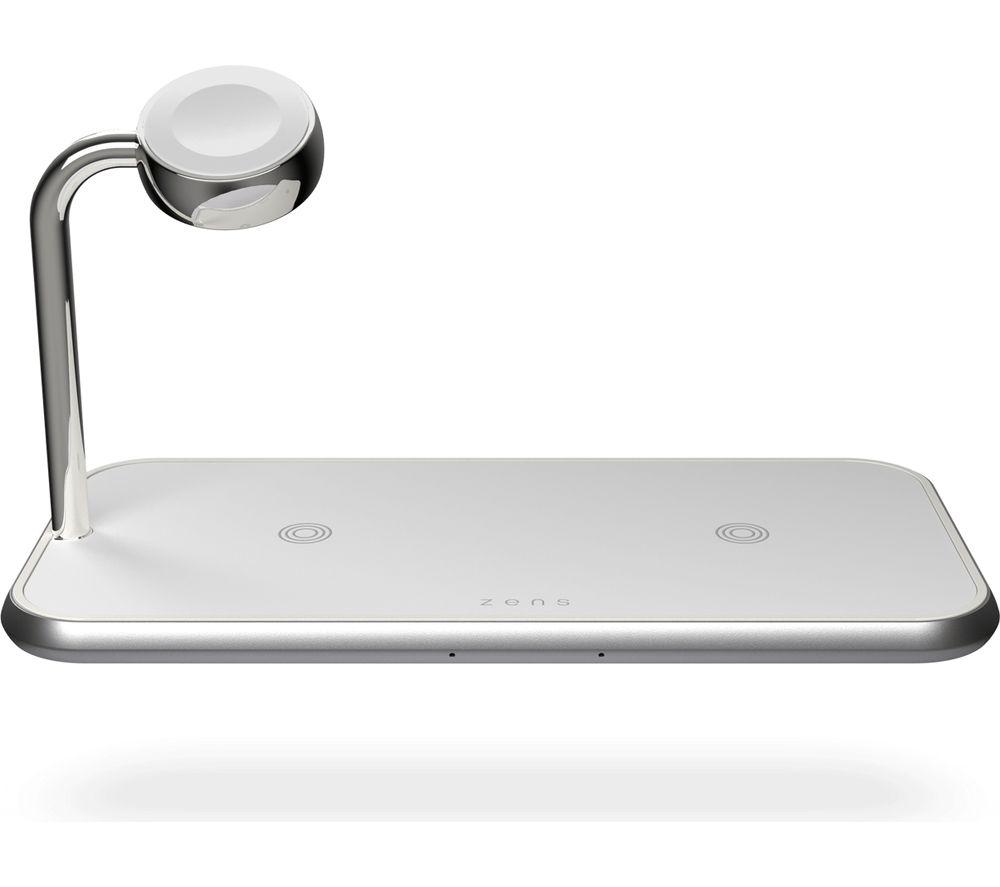 ZENS Dual+ Watch Qi Wireless Charging Pad White