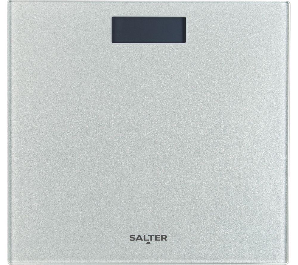 SALTER 9037 SVGL3R Digital Bathroom Scale - Silver Glitter Glass