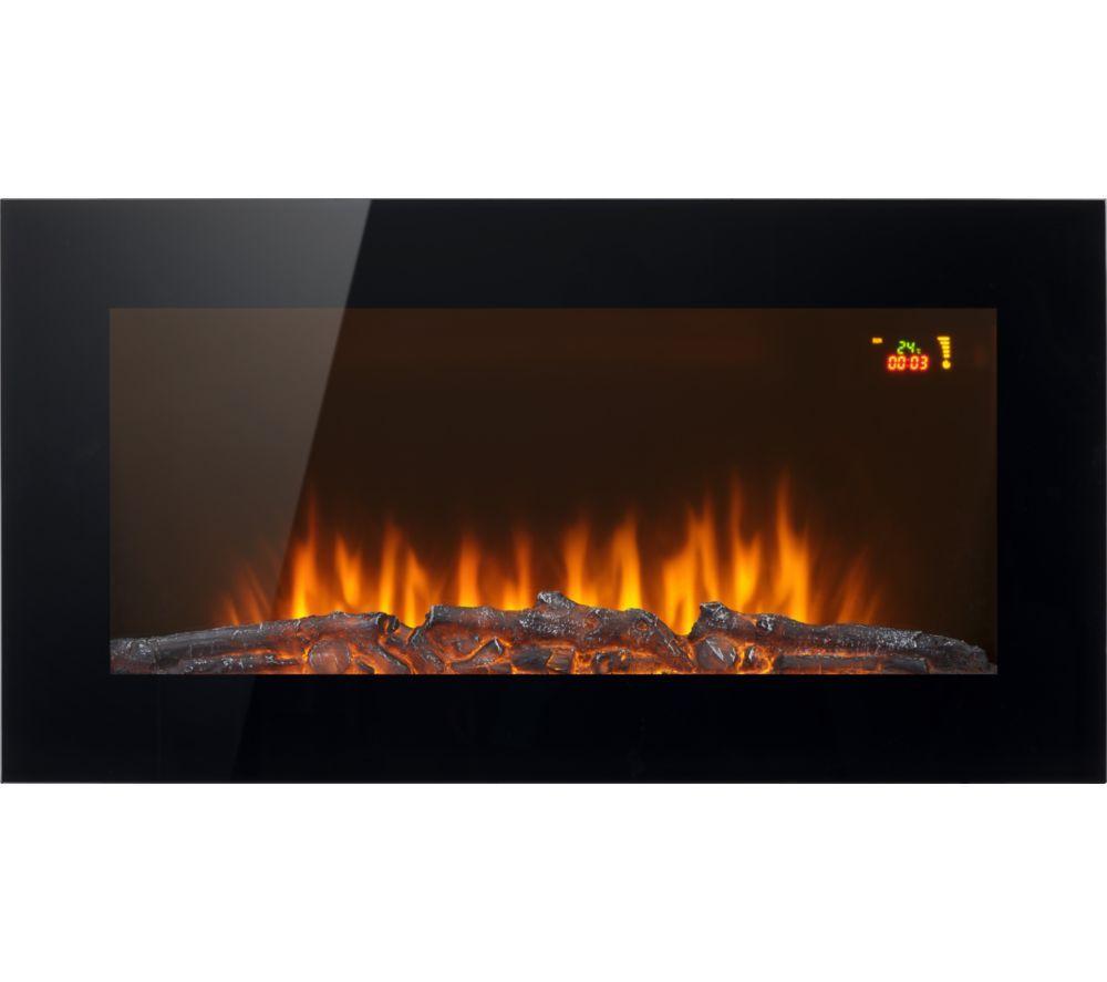 LOGIK L35WMEF25 Wall Mounted Electric Fireplace - Black