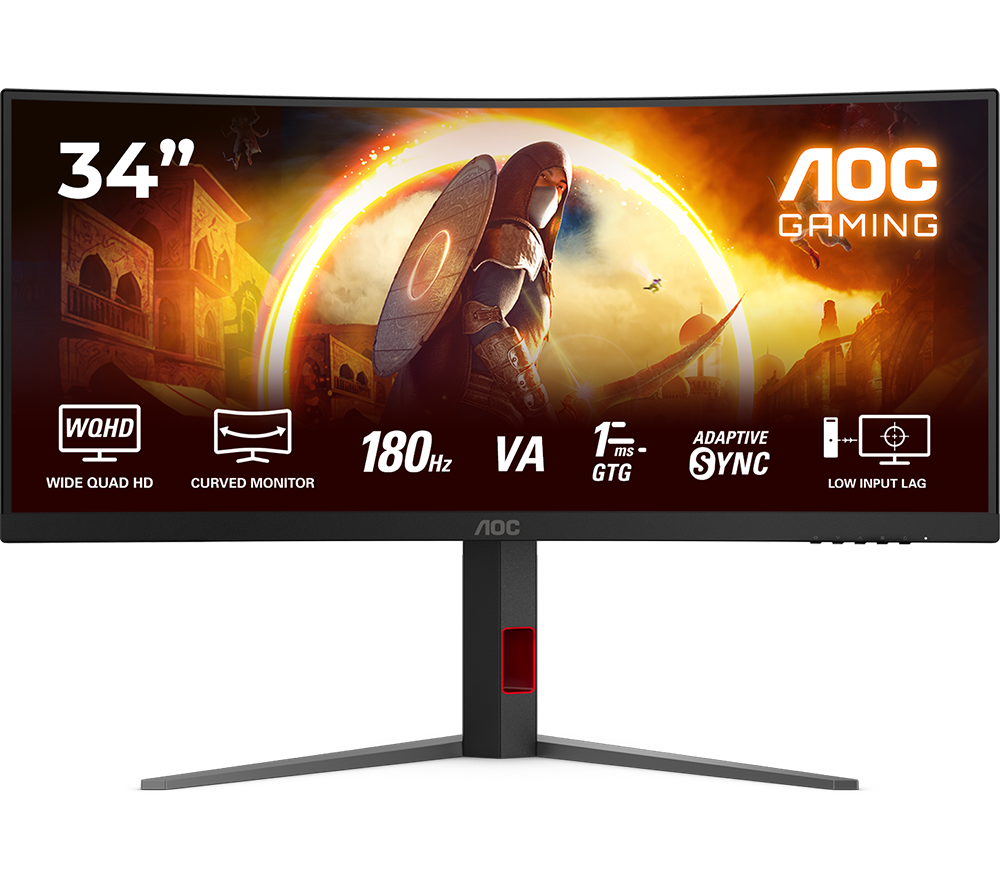 AOC CU34G4 Wide Quad HD 34inch Curved VA Gaming Monitor - Black
