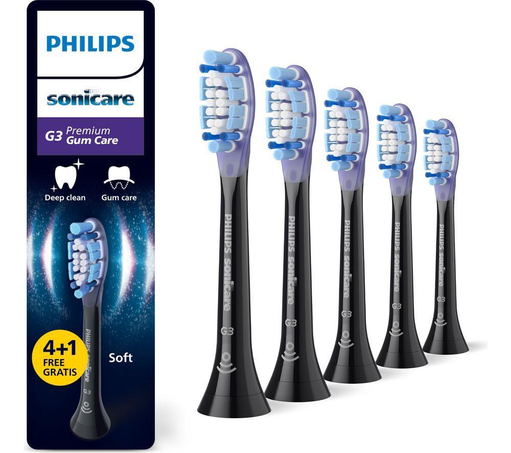 PHILIPS Sonicare HX9055/88 G3 Premium Gum Care Toothbrush Heads - Pack of 5, Black