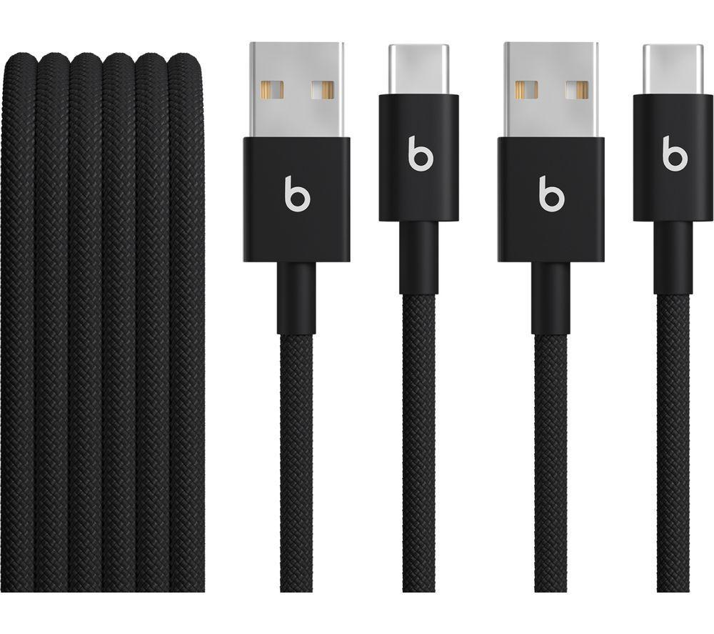 BEATS Woven USB-A to Type-C Cable - 1.5 m, Bolt Black, Pack of 2