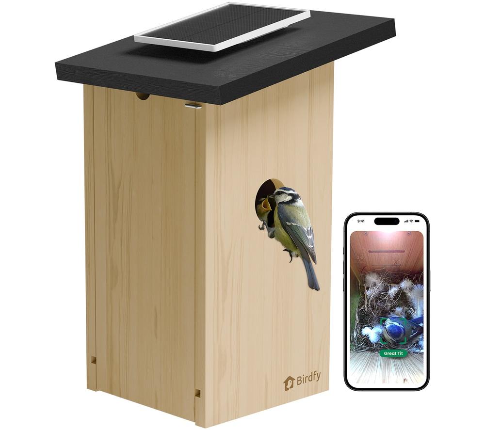 BIRDFY House Ebony Lite Smart Camera Bird Feeder with Solar Panel - Fir
