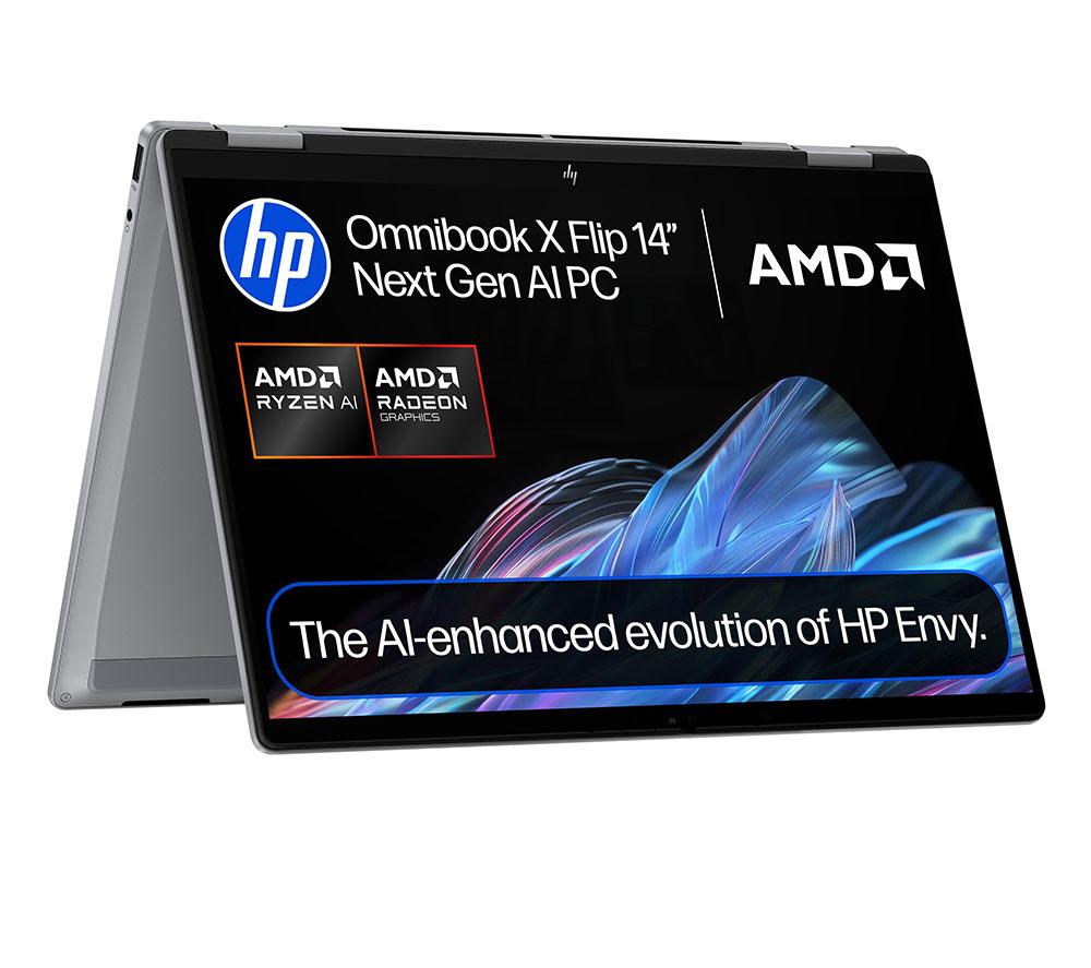 HP OmniBook X Flip NGAI 14inch 2 in 1 Laptop - AMD Ryzen™ AI 7, 1 TB SSD, Meteor Silver