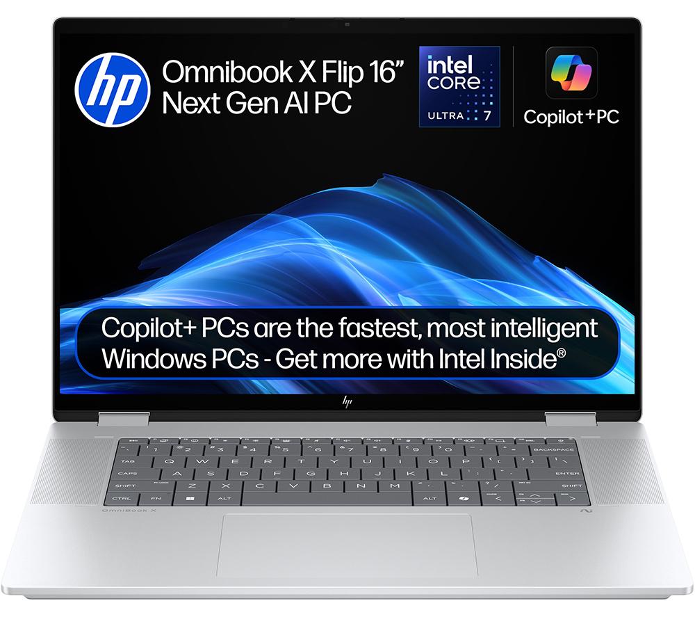 HP OmniBook X Flip NGAI 16inch 2 in 1 Laptop, Copilot PC - Intel®Core  Ultra 7, 1 TB SSD, Glacier Silver
