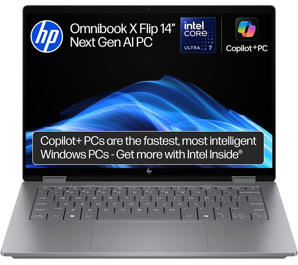 HP OmniBook X Flip NGAI 14inch 2 in 1 Laptop - Intel®Core  Ultra 7, 1 TB SSD, Meteor Silver
