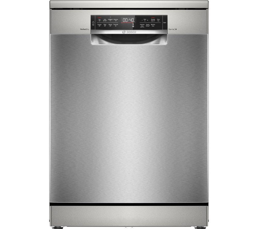 BOSCH Series 6 PerfectDry SMS6TCI02G Full-size WiFi-enabled Dishwasher - Brushed Steel