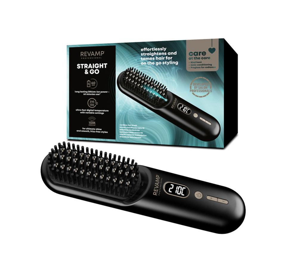 REVAMP Straight & Go Hot Brush - Black & Gold