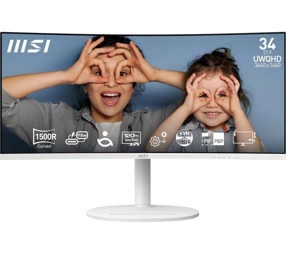 MSI Modern MD342CQPW Wide Quad HD 34inch Curved VA LCD Monitor - White