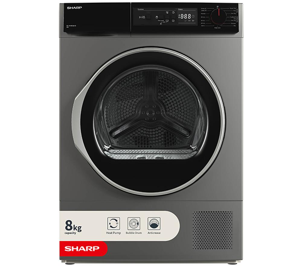 SHARP KD-NHA8S6GA1D-EN 8 kg Heat Pump Tumble Dryer - Dark Silver