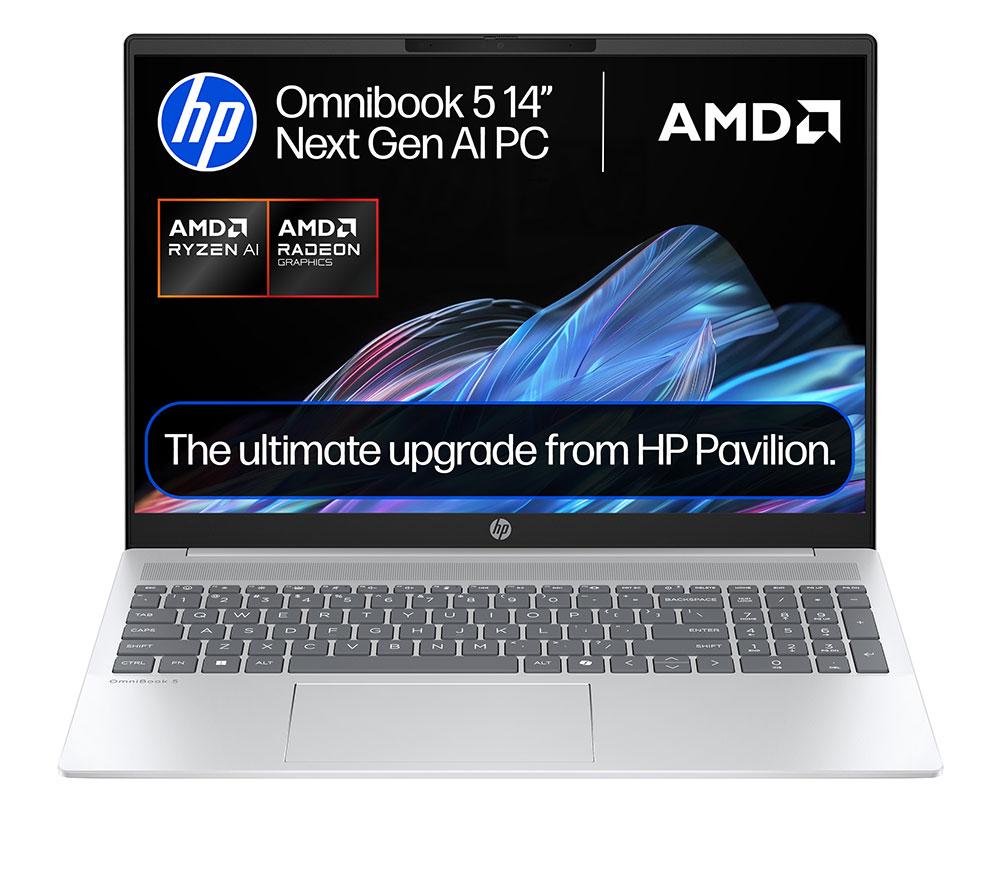 HP OmniBook 5 NGAI 16inch Laptop, Copilot PC - AMD Ryzen™ AI 7, 512 GB SSD, Glacier Silver