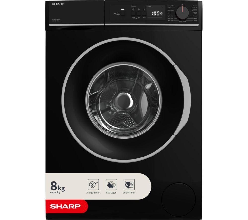 SHARP ES-NFA814BBNA-EN 8 kg 1400 Spin Washing Machine - Black