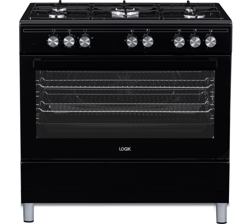 LOGIK LFTG90B25 90 cm Dual Fuel Range Cooker - Black