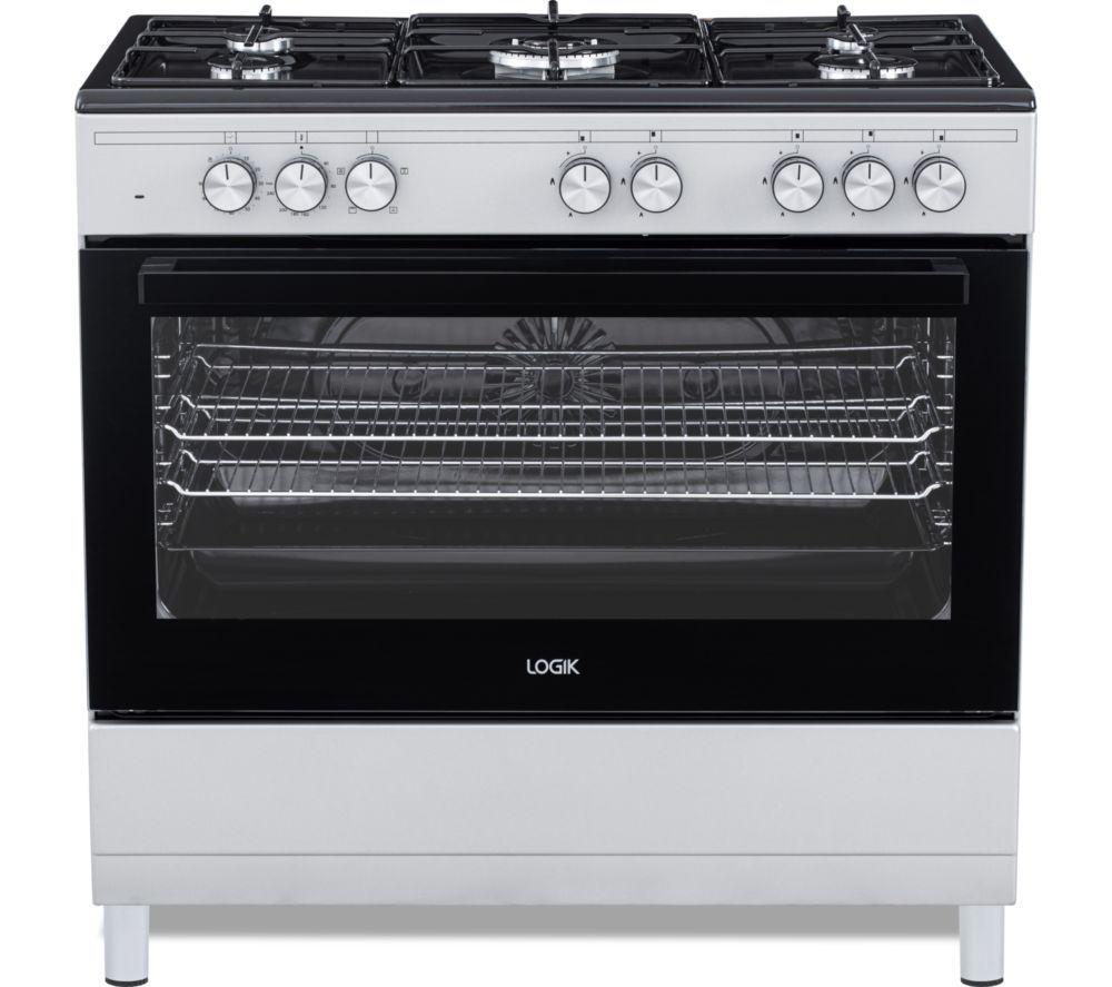 LOGIK LFTG90S25 90 cm Dual Fuel Range Cooker - Stainless Steel & Black
