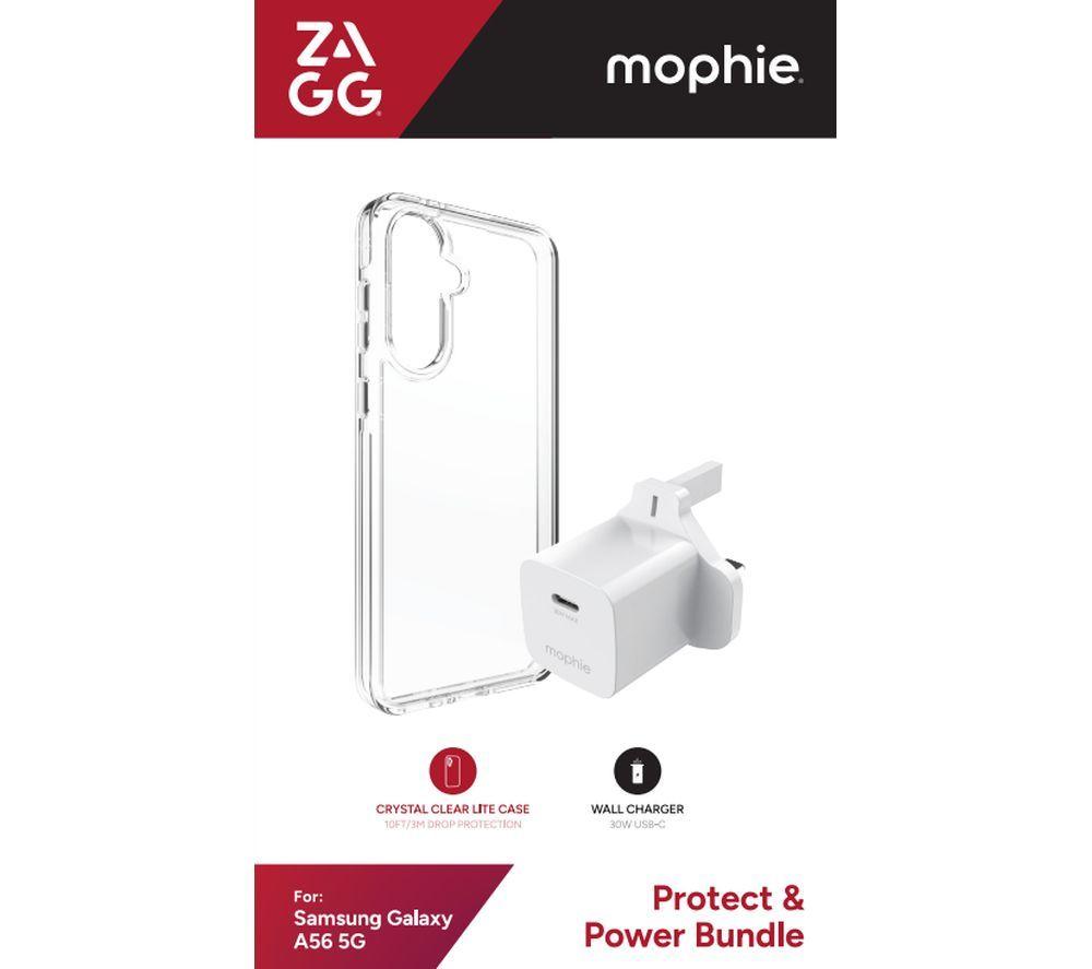 ZAGG Crystal Palace Lite Galaxy A56 Clear Case & Mophie 30 W USB Type-C Wall Charger Bundle