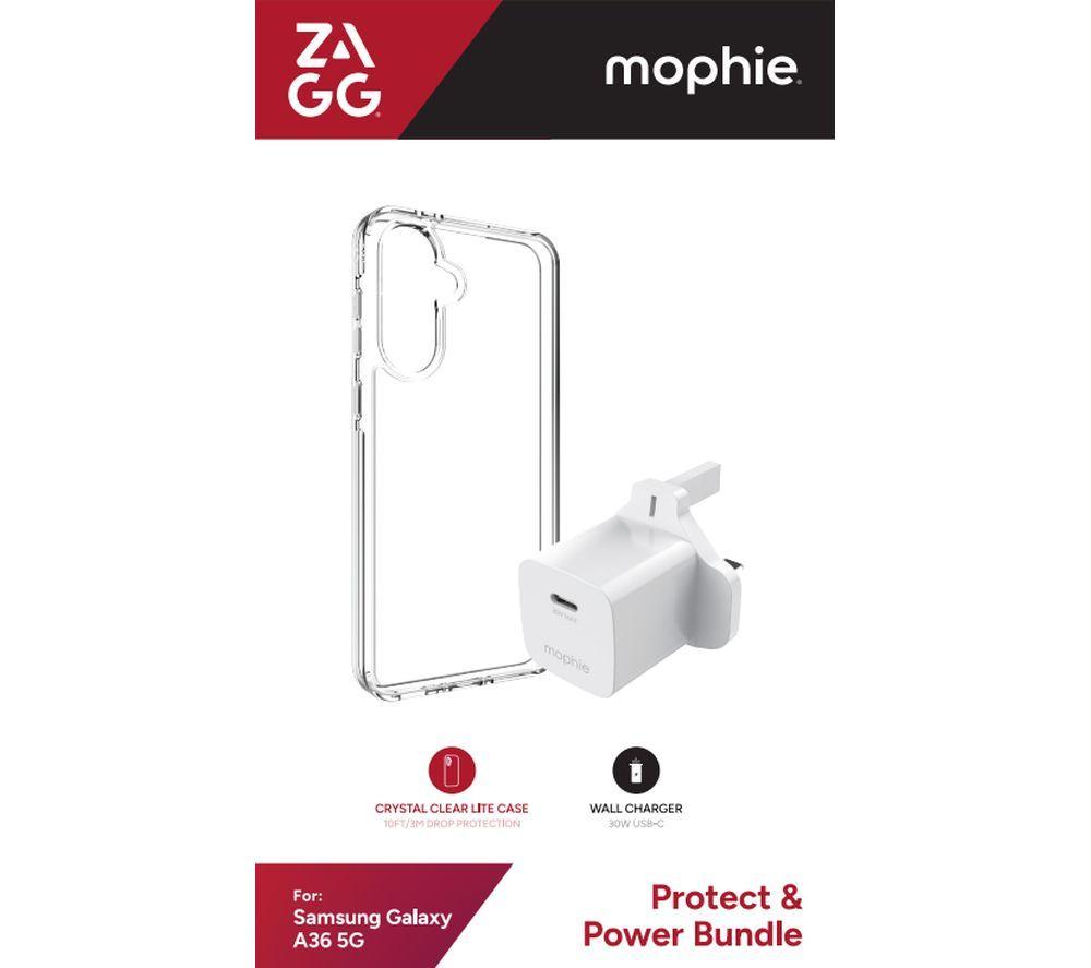 ZAGG Crystal Palace Lite Galaxy A36 Clear Case & Mophie 30 W USB Type-C Wall Charger Bundle