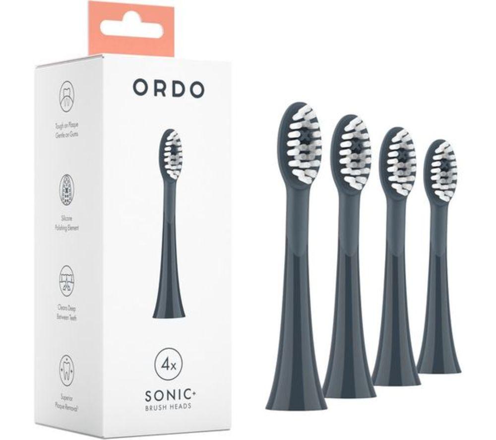 ORDO Sonic Replacement Toothbrush Heads - Pack of 4, Charcoal Grey