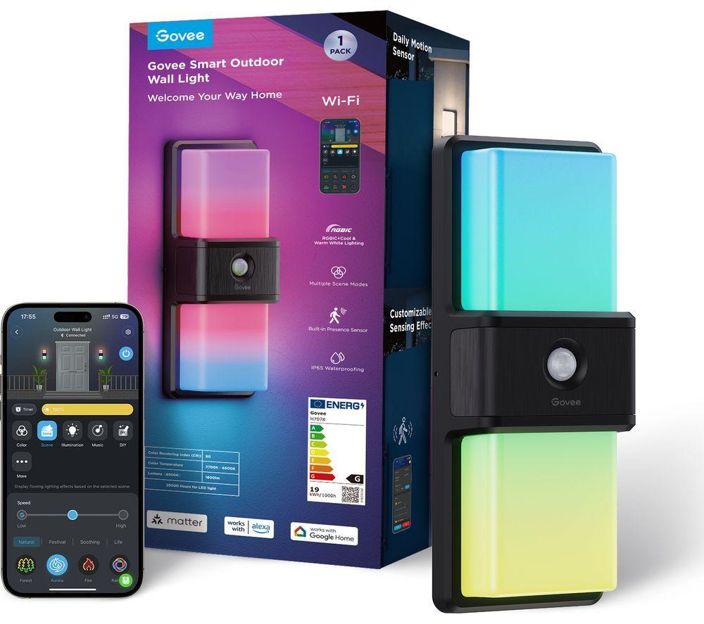 GOVEE H7078 Smart Outdoor Wall Light - Black