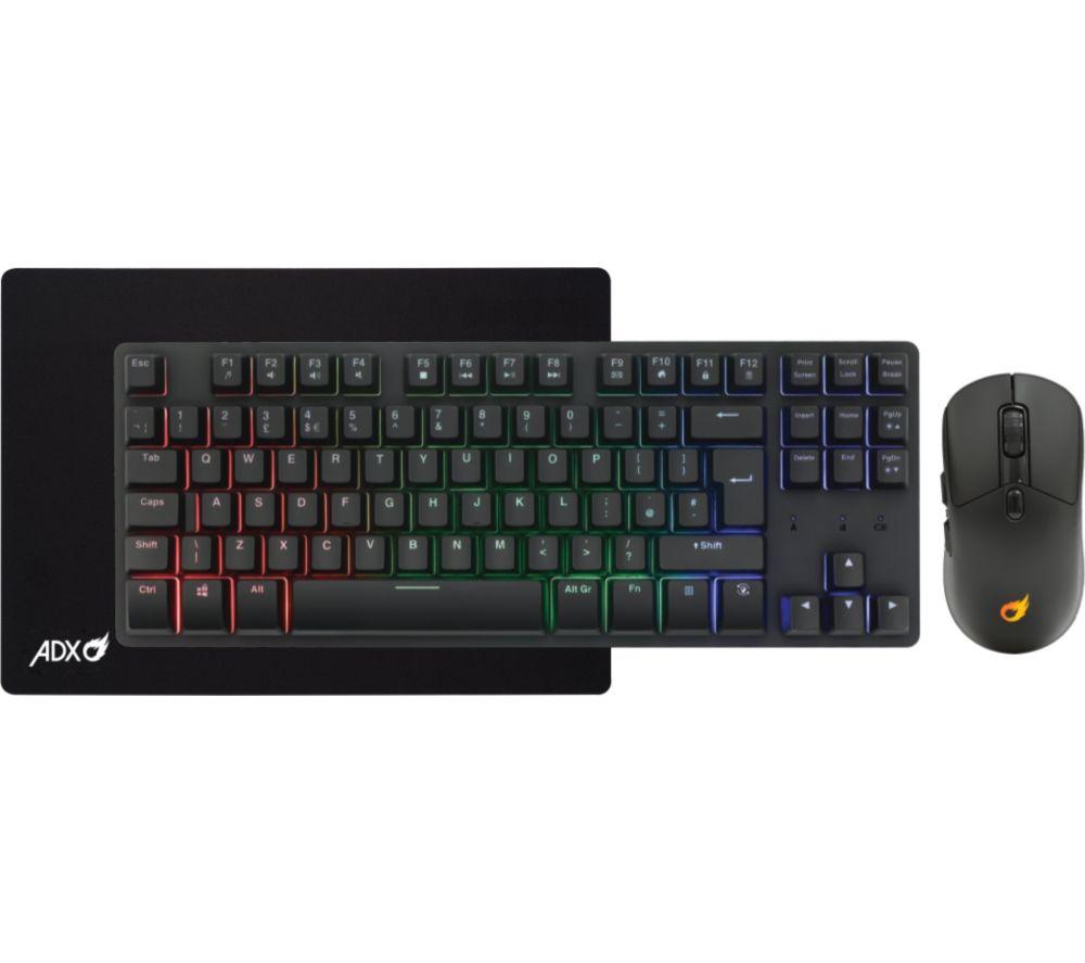 ADX Rainbow Wireless Gaming Keyboard & Mouse Set - Black