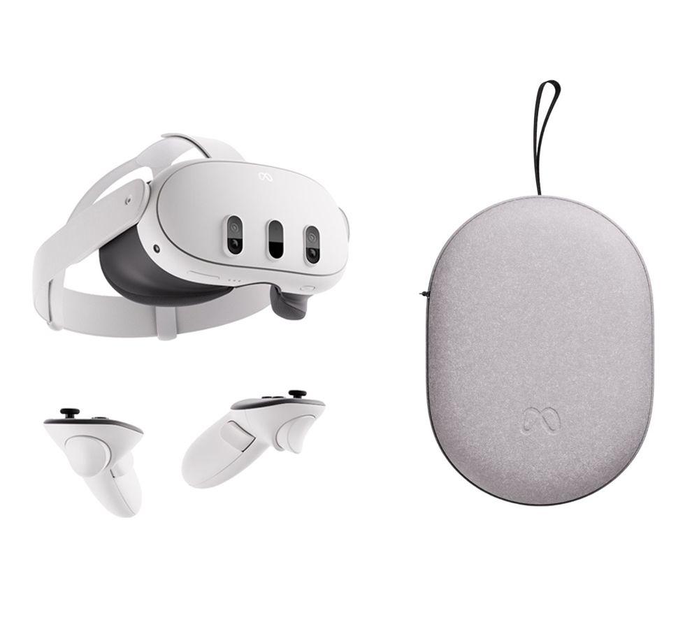 META Quest 3 Mixed Reality Headset and Quest 3 & 3S Carrying Case Bundle - White & Grey