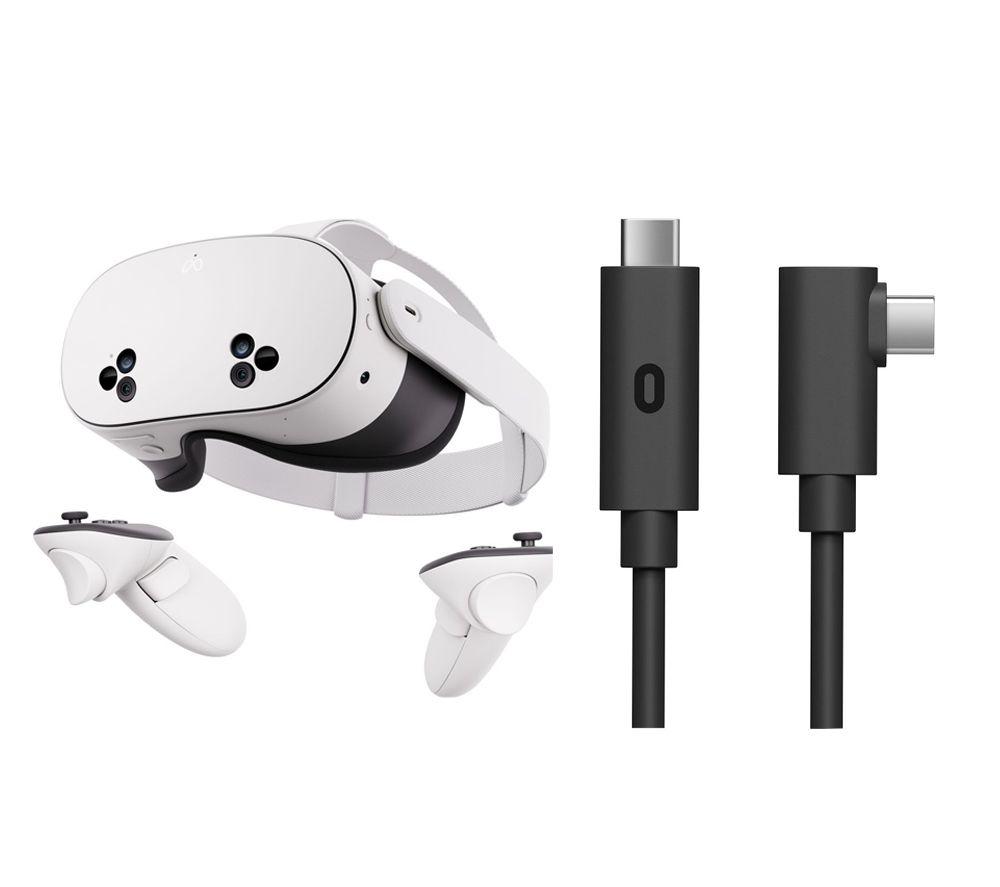 META Quest 3S Mixed Reality Headset 128 GB & Quest Link Cable USB Type-C Bundle