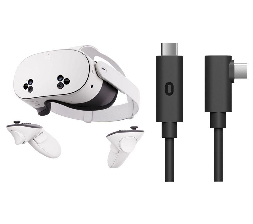 META Quest 3S Mixed Reality Headset 256 GB & Quest Link Cable USB Type-C Bundle