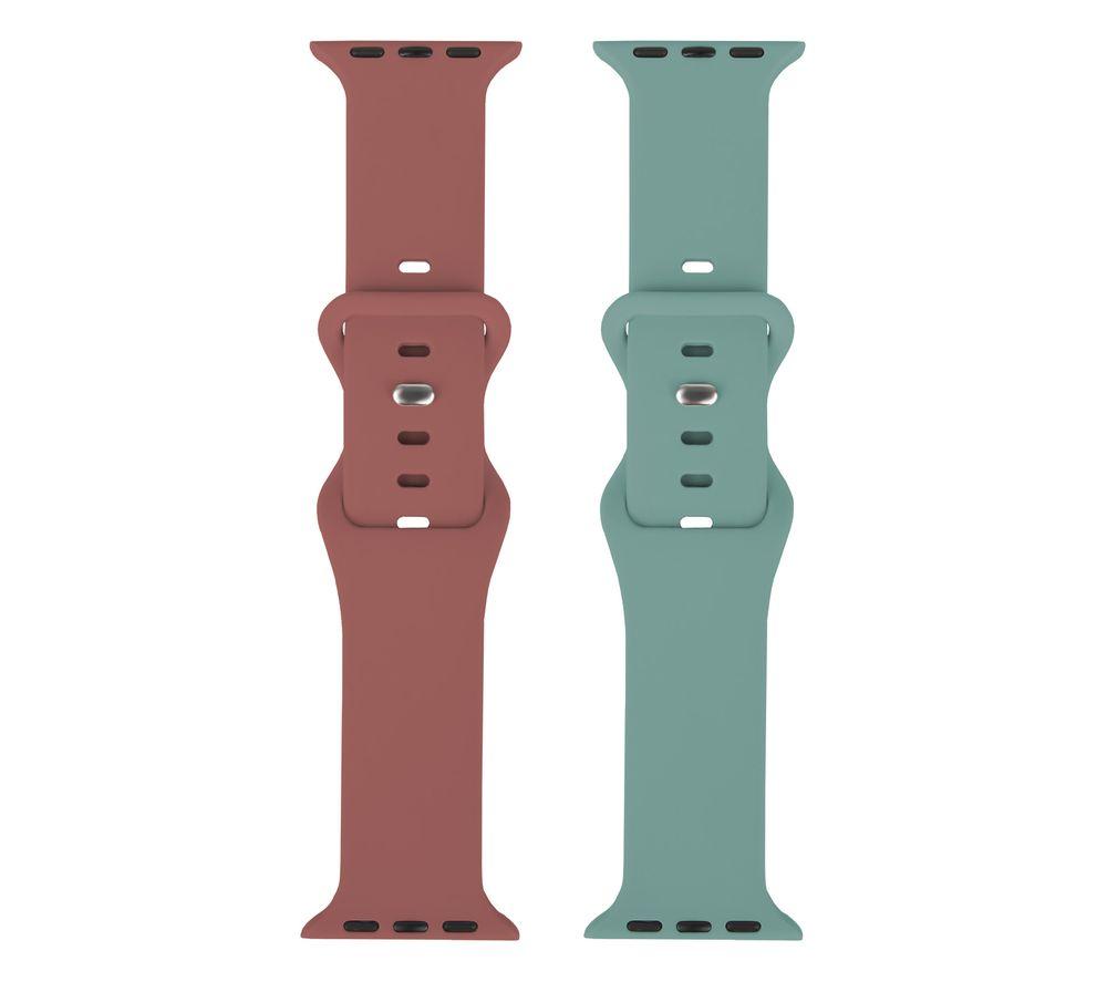 SANDSTROM Apple Watch 42-49 mm Silicone Strap - Set of 2, Green & Burgundy