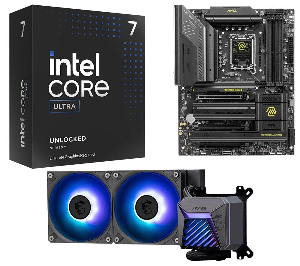 INTEL Core Ultra 7 265KF Unlocked Processor, MAG Z890 TOMAHAWK WIFI LGA1851 Motherboard & Liquid CPU Cooler Bundle