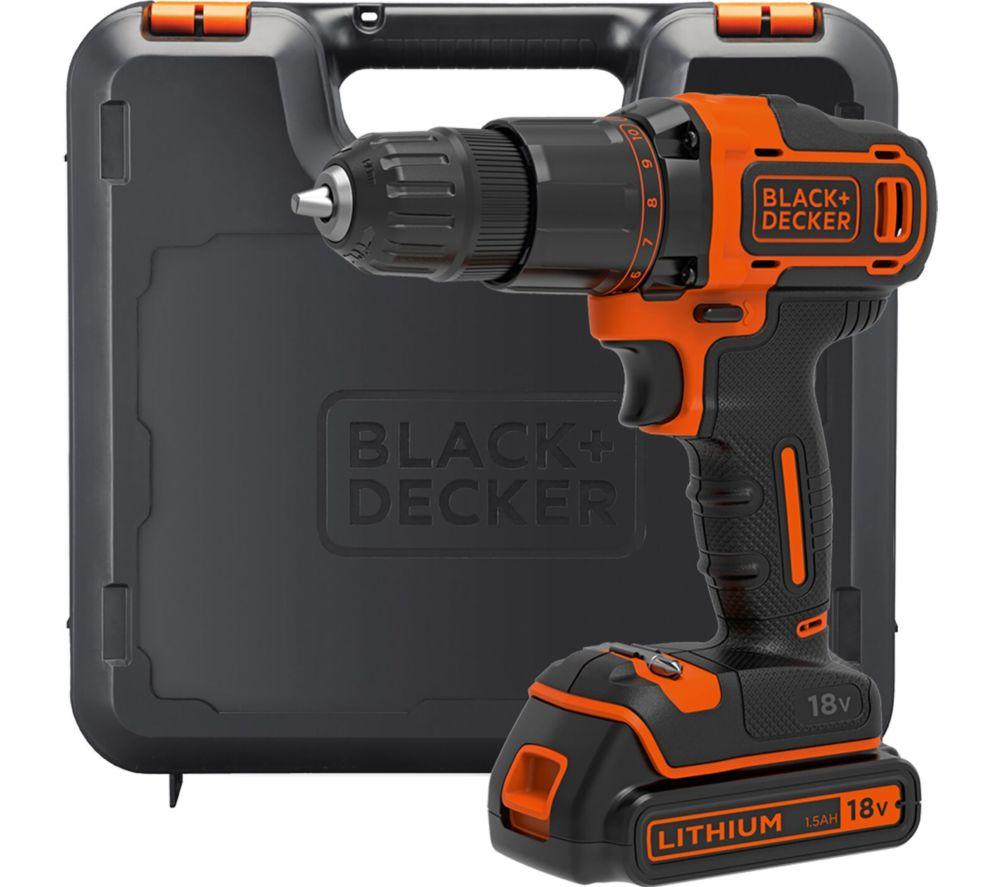 BLACK  DECKER 18 V Cordless Hammer Drill - Orange & Black