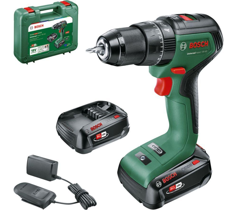 BOSCH UniversalImpact 18V-60 Cordless Combi Drill with 2 Batteries